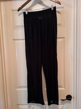 Waves to Coast Women's Black Wide-Leg Sheer Pull-On Swim Cover Up Pants Sz Med